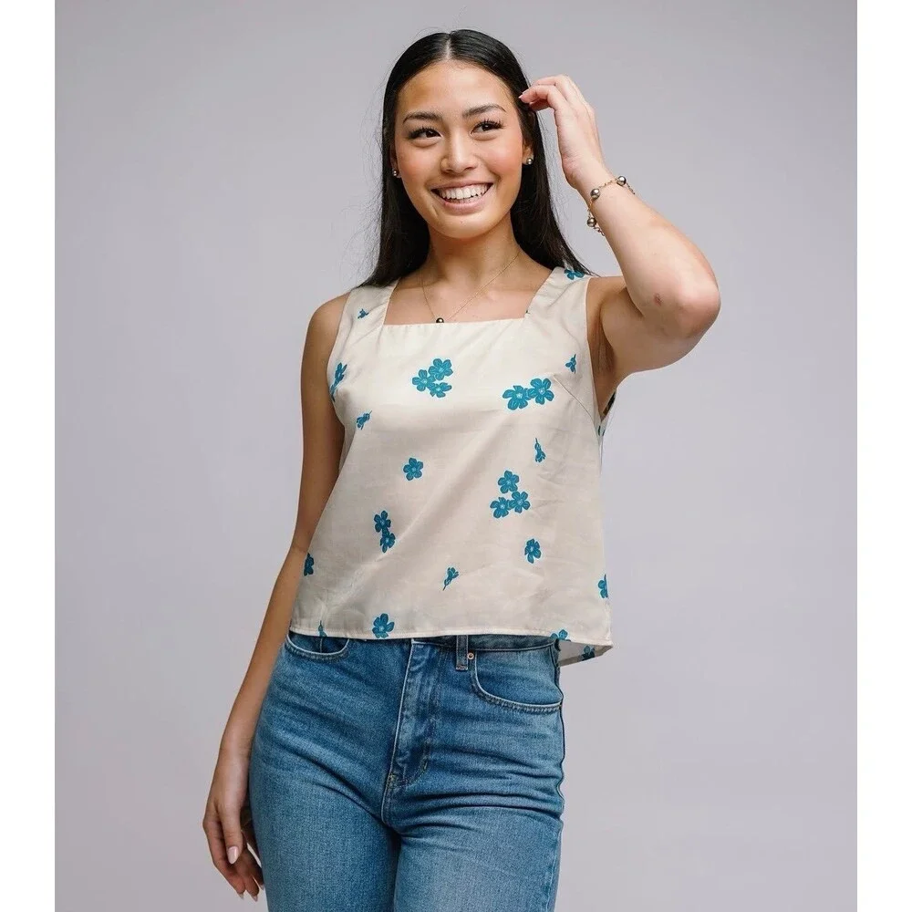 NWT Kamea Designs Hawaiian Dainty Pakalana Square Neckline Sleeveless Jane Top L - Picture 5 of 5